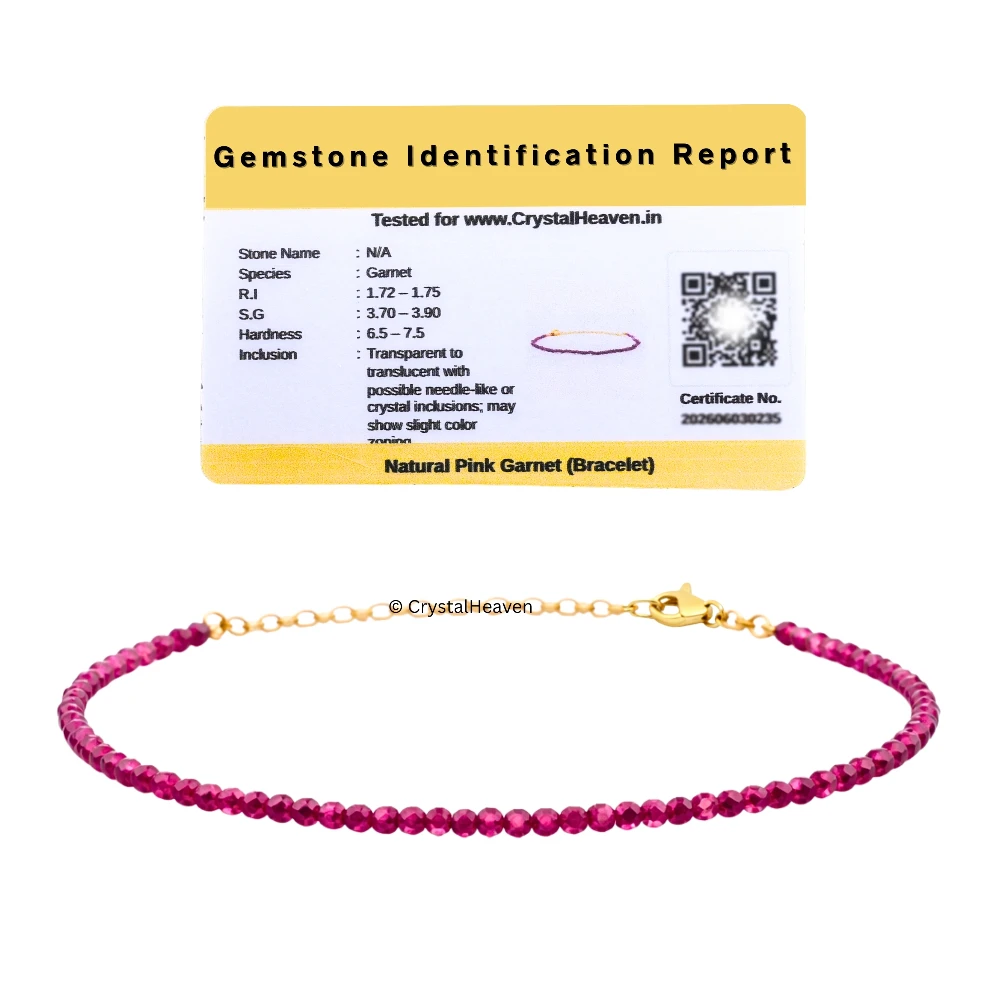 Pink Garnet Bracelets - 2mm Faceted Beads (Gold)
