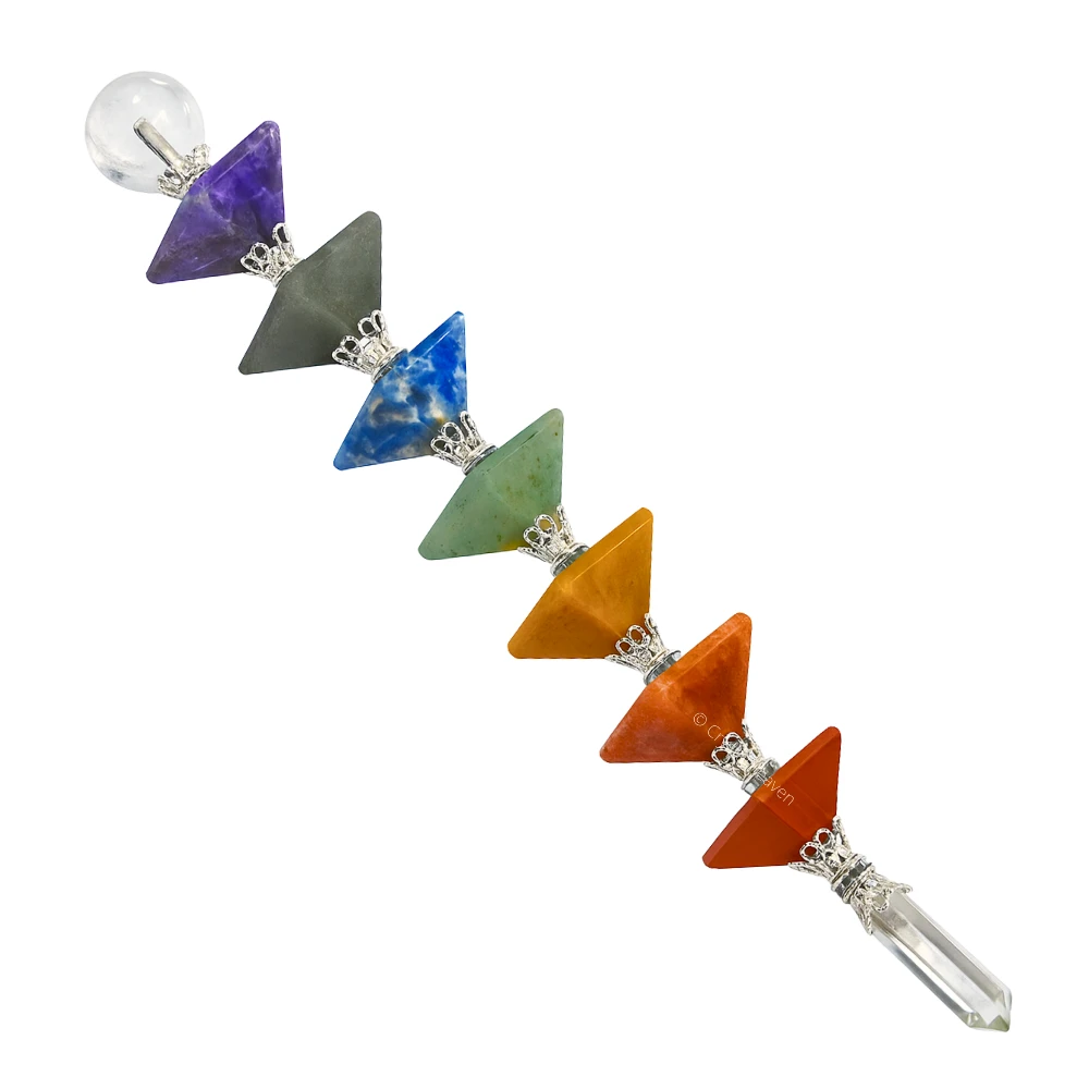 7 Chakra Crystal Pyramid Healing Stick