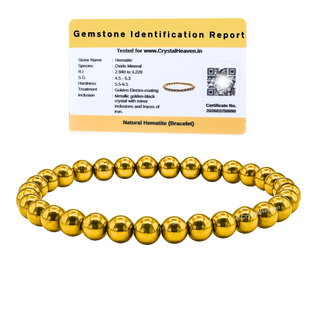 Golden Hematite Healing Crystal Bracelets - 6mm Beads