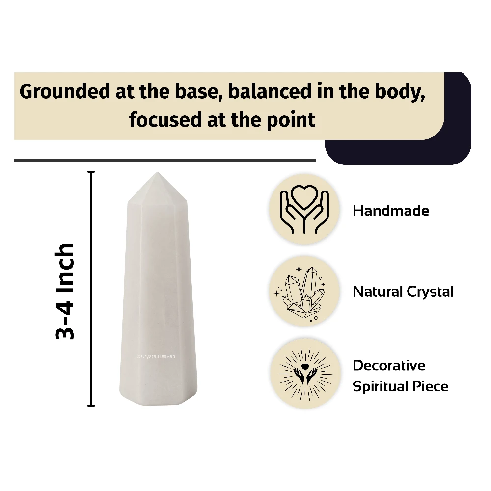 Snow Quartz Crystal Tower (3" to 4" inch)