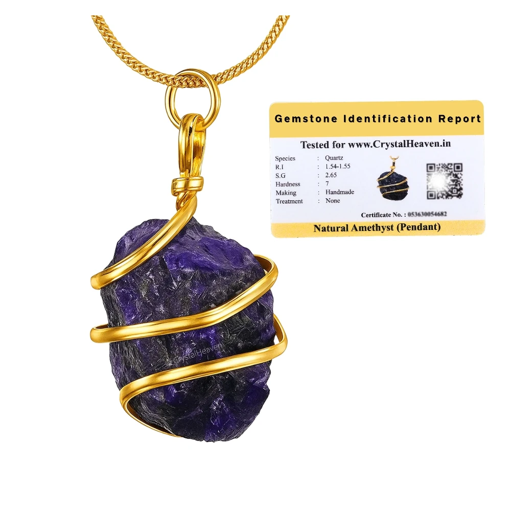 Amethyst Necklace - Raw Crystal (Gold)