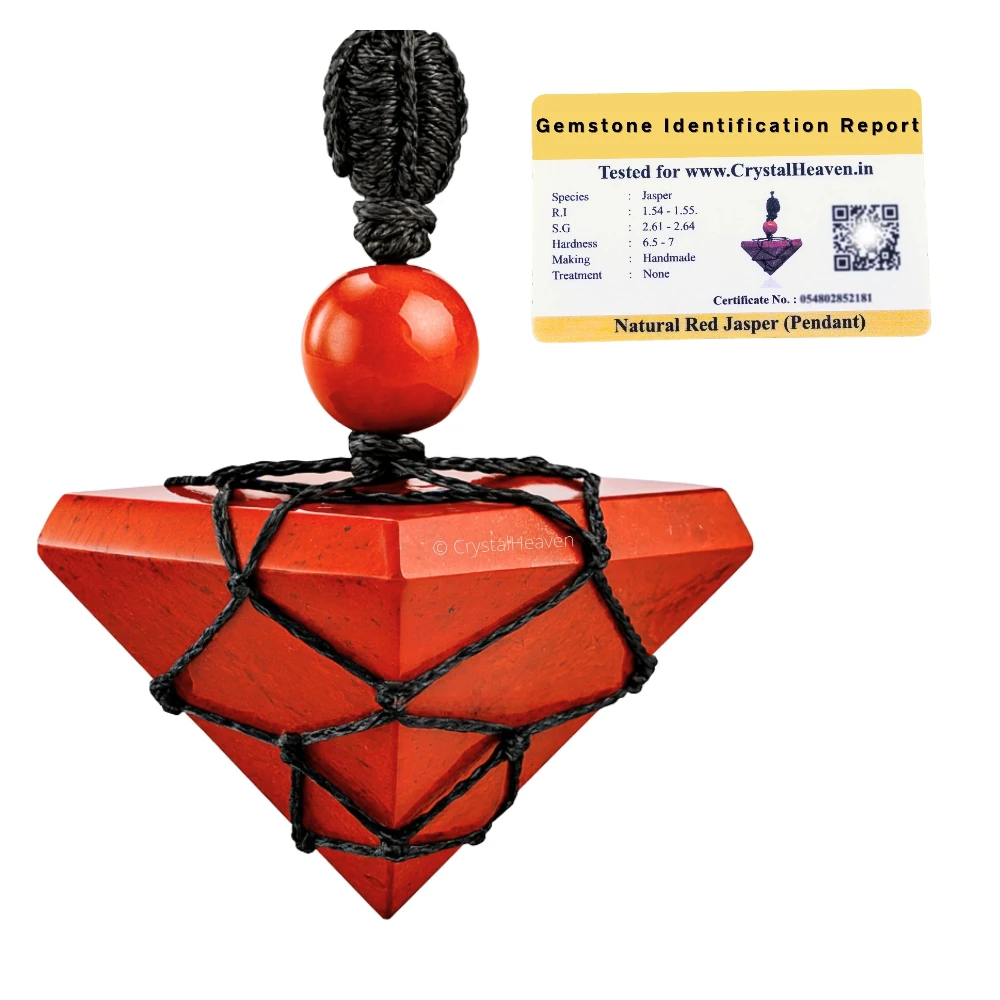 Red Jasper Pyramid Macrame Pendant Necklace