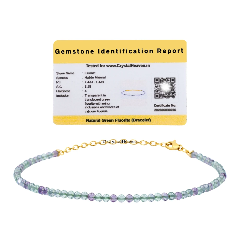 Green Fluorite Bracelets - 2mm Faceted Beads (Gold)