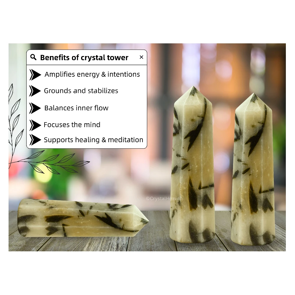 Green Tourmaline in Quartz Crystal Tower (2" to 3" inch)