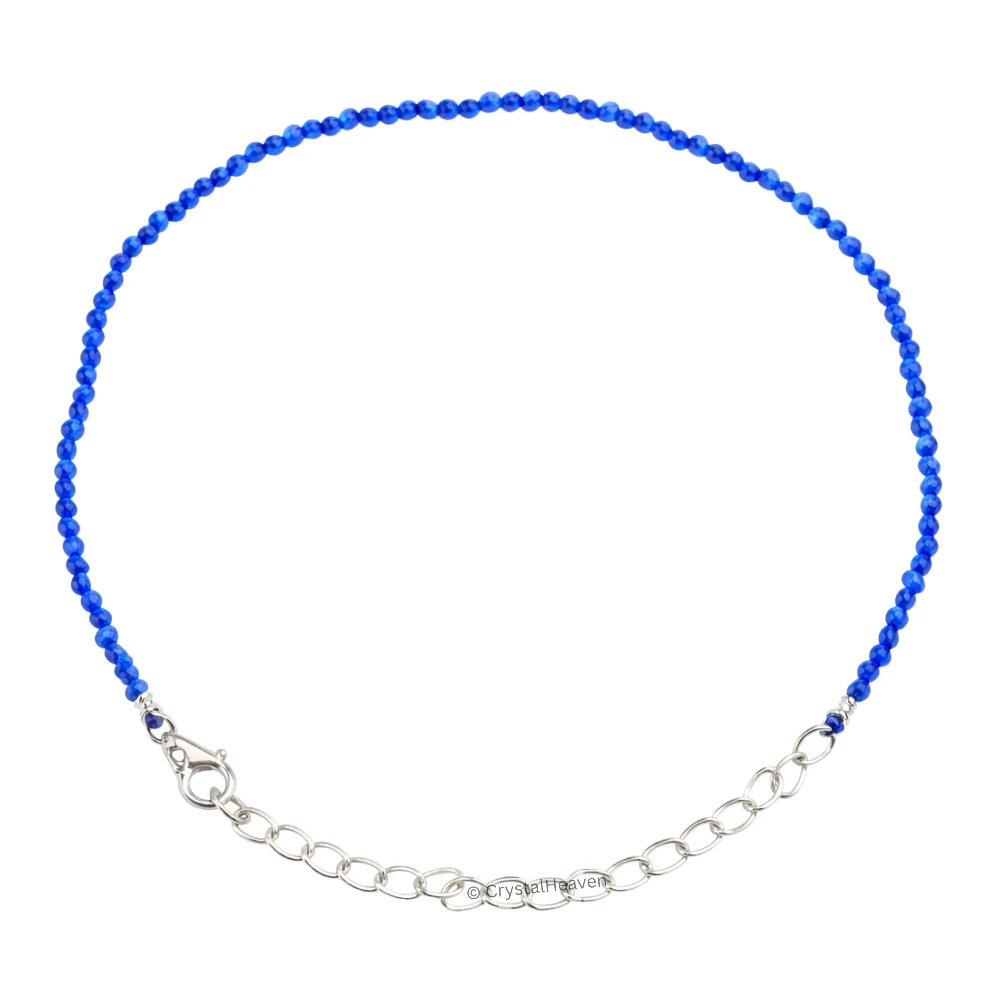 Dark Blue Chalcedony Bracelets - 2mm Faceted Beads (Silver)