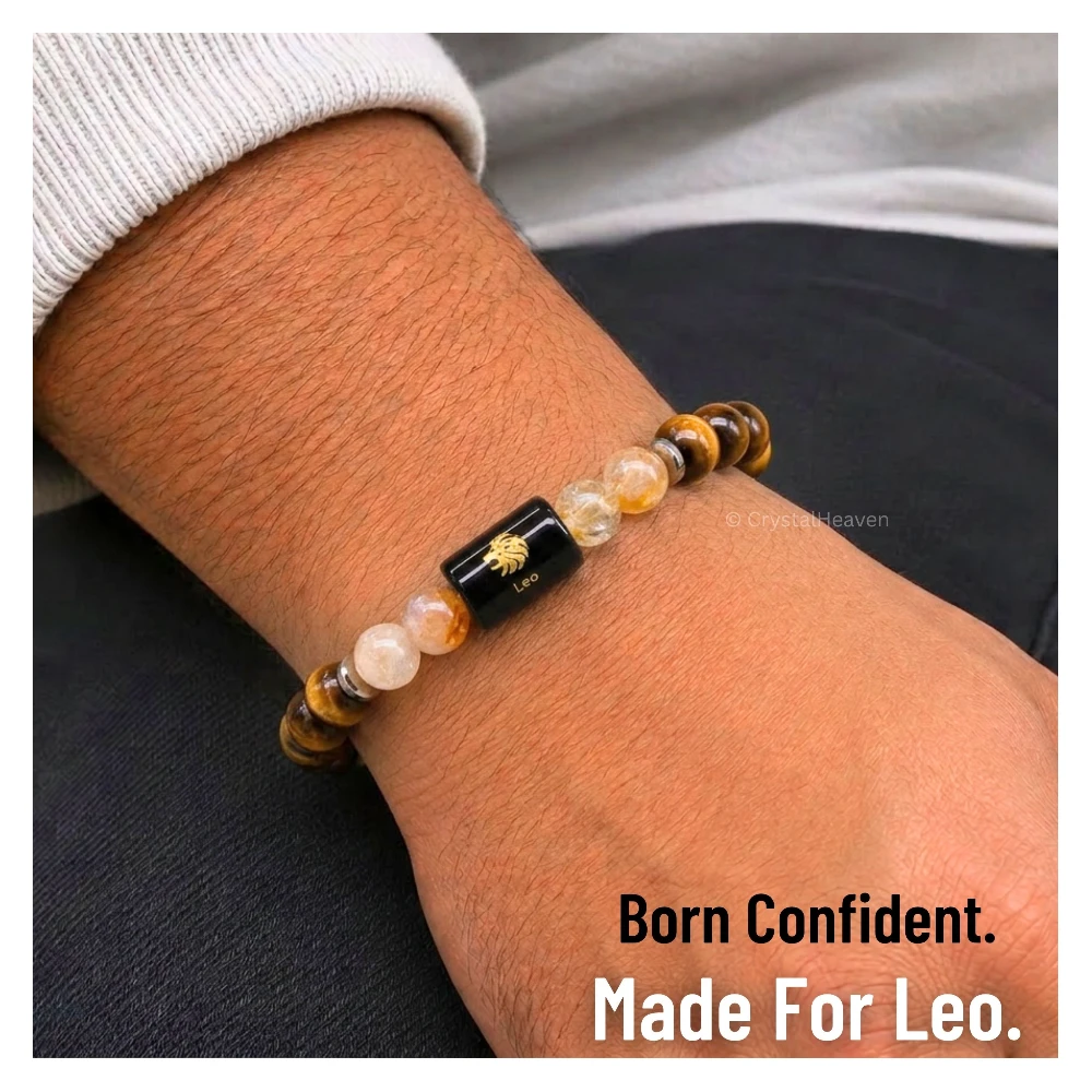 Leo Bracelet (सिंह राशि) - Tiger Eye & Citrine (With Selenite Plate)