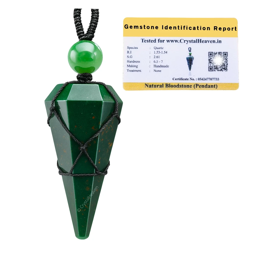 Bloodstone Pendulum Pendant Necklace (Macrame)