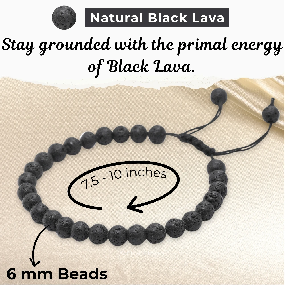 Lava Stone Healing Crystal Bracelets - 6mm Beads (Adjustable)