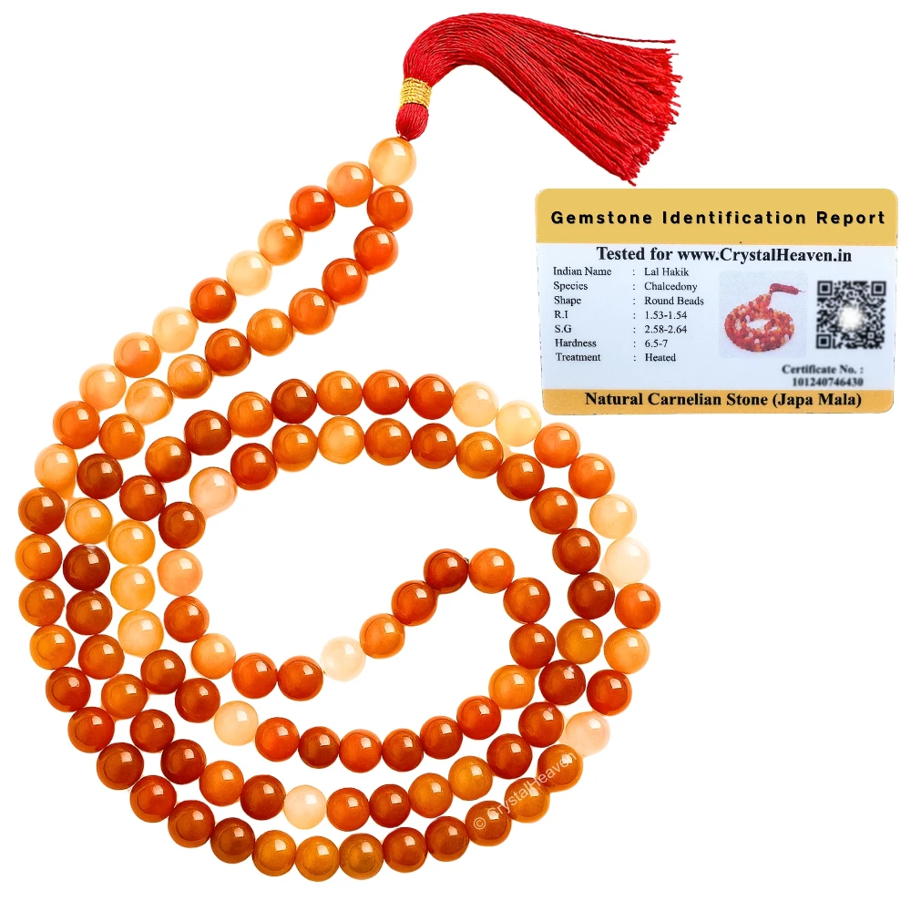 Carnelian Japa Mala (Without Knot)