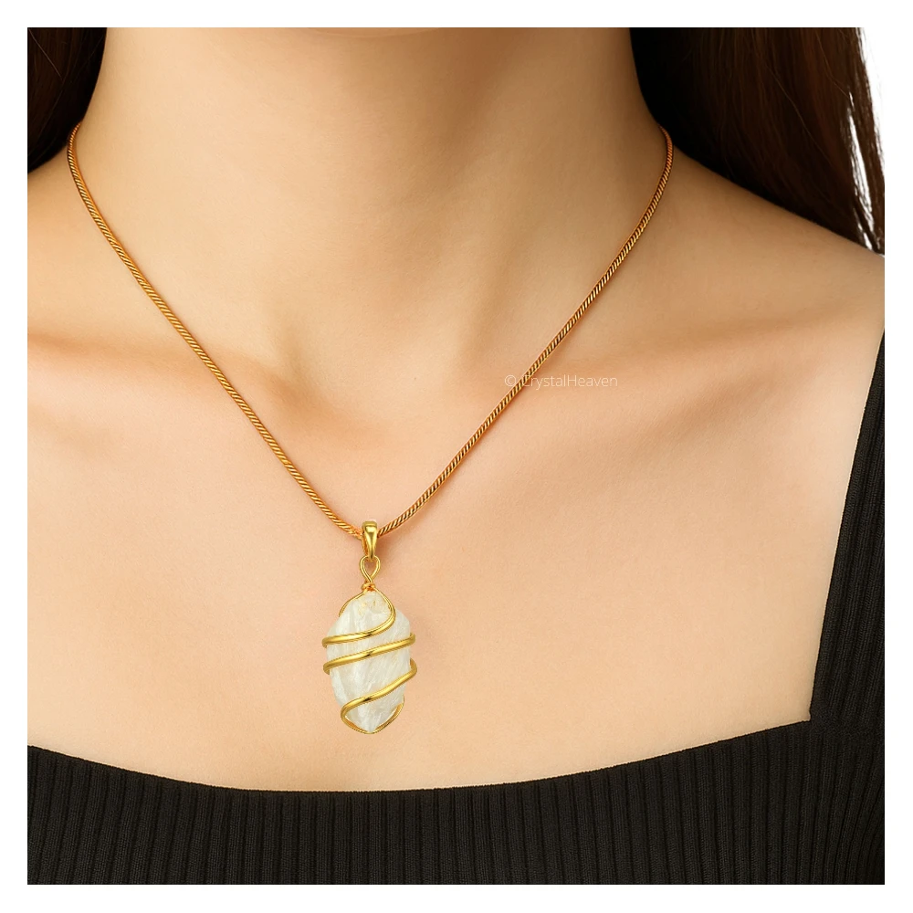 Scolecite Necklace - Raw Crystal (Gold)
