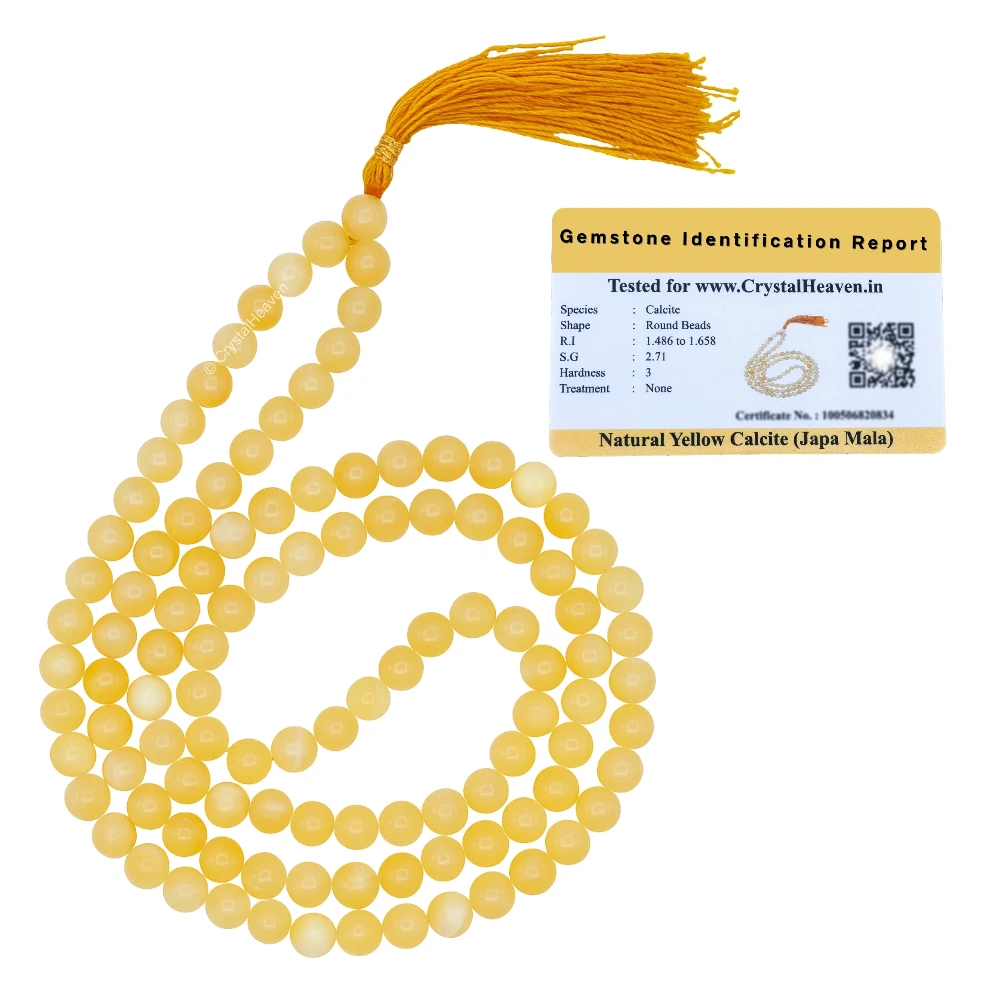 Yellow Calcite Japa Mala (Without Knot)
