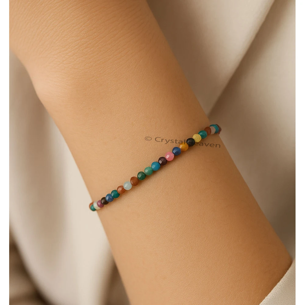 Mix Disco Bracelets - 2mm Faceted Beads (Gold)