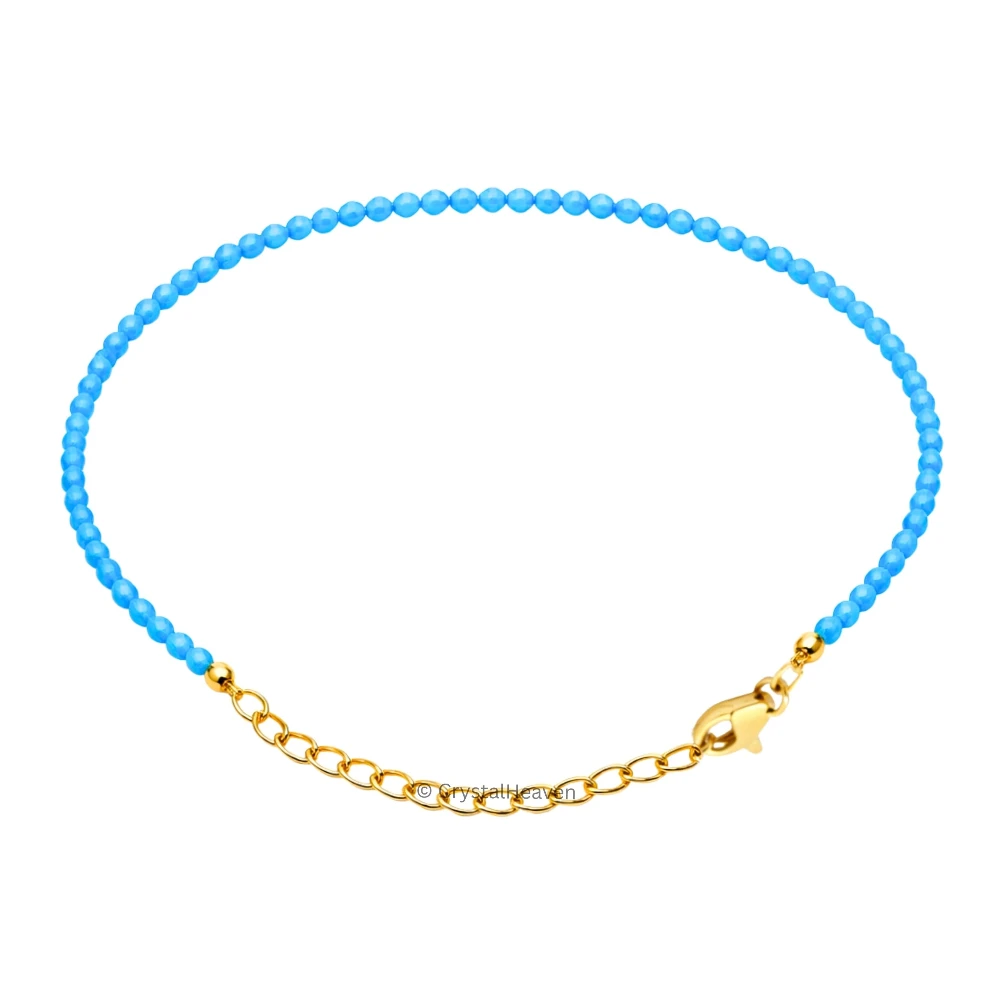 Turquoise Bracelets - 2mm Faceted Beads (Gold)