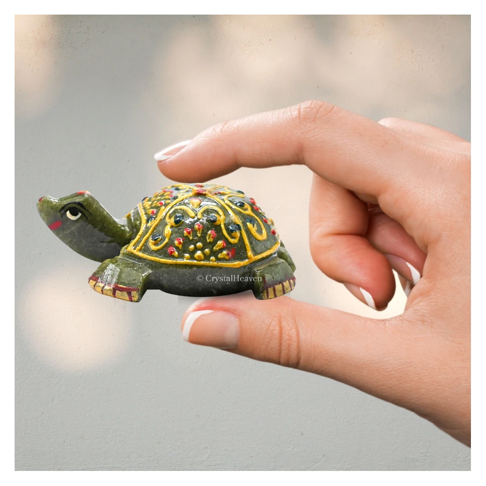 Vesuvianite Crystal Gemstone Hand Painted Tortoise (2-3 Inch)