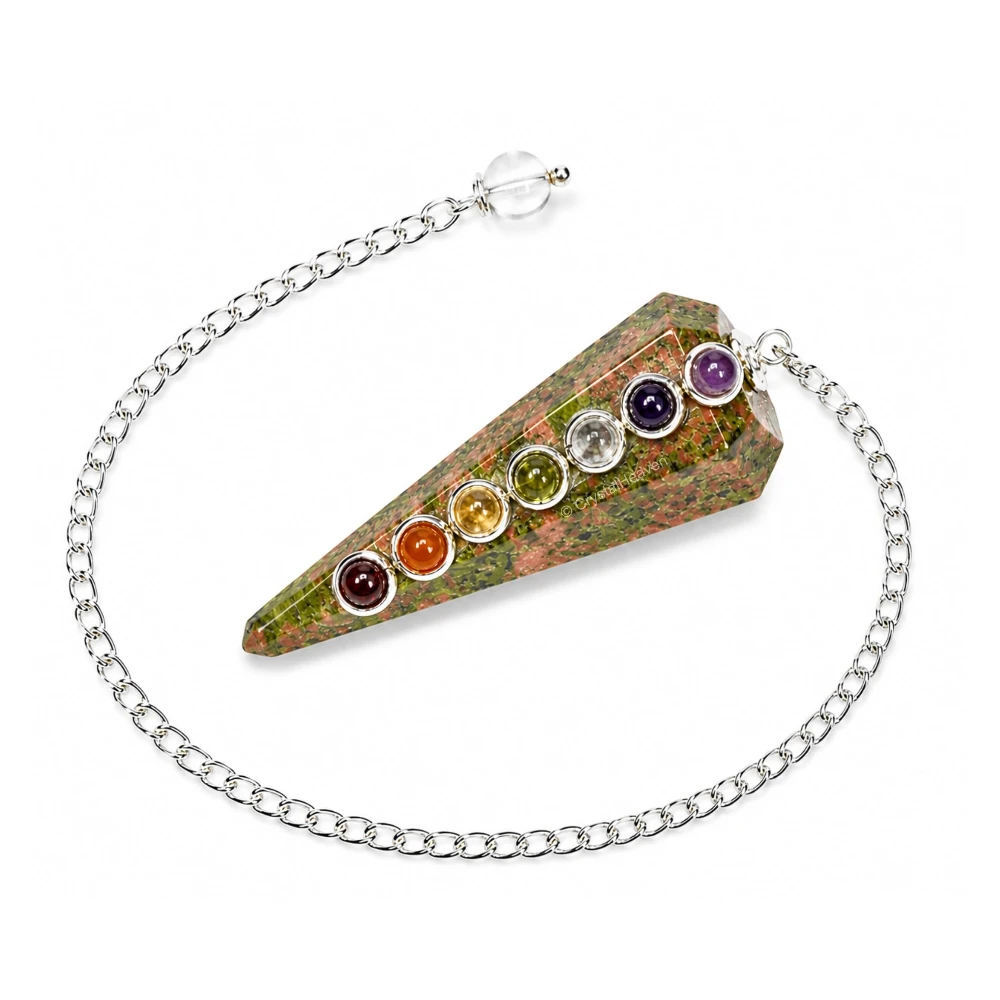 Unakite Pendulum with Chakra Beads