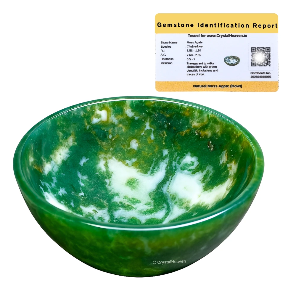 Moss Agate Crystal Bowl - 2 Inch