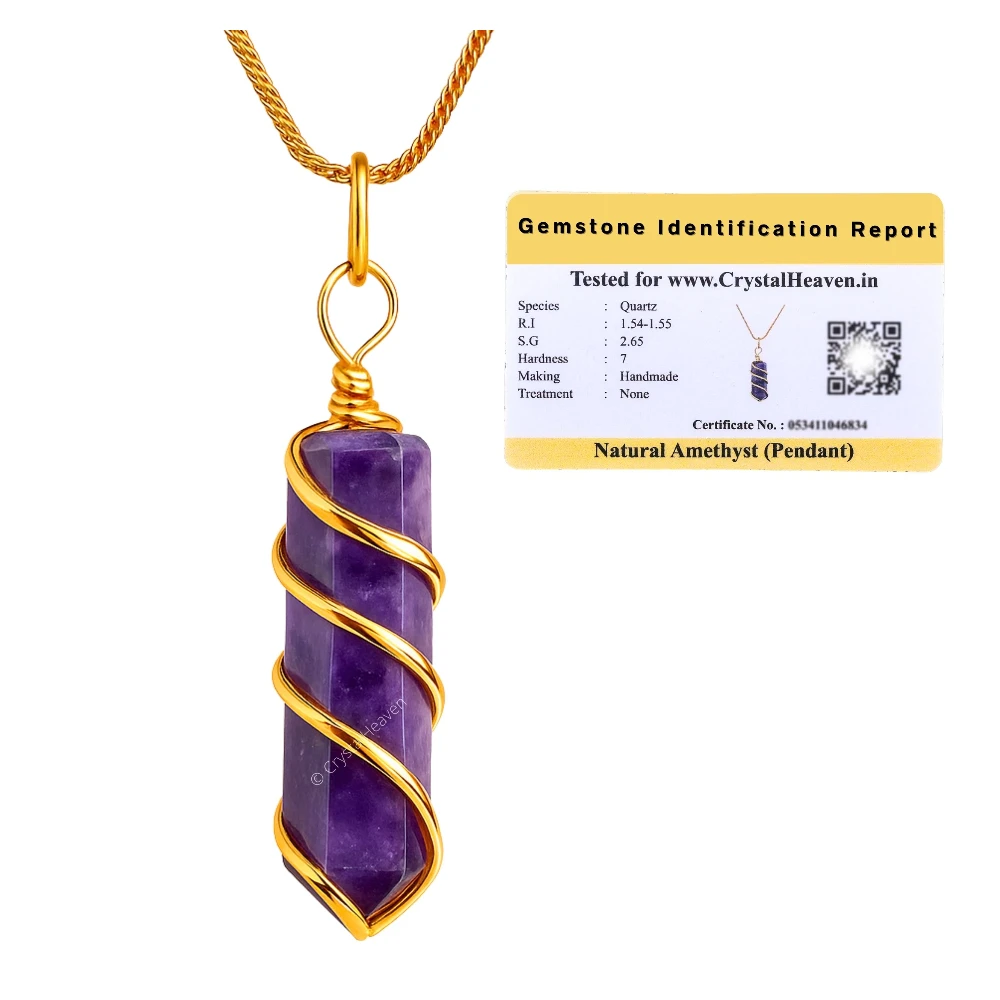 Amethyst Necklace - Spiral Pencil Point (Gold)
