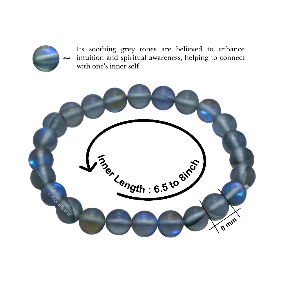 Grey Mermaid Glass Bracelet (Elastic)