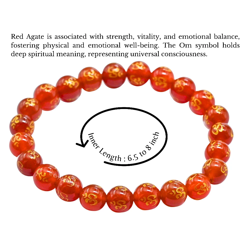 Red Agate OM Bracelet (Elastic)