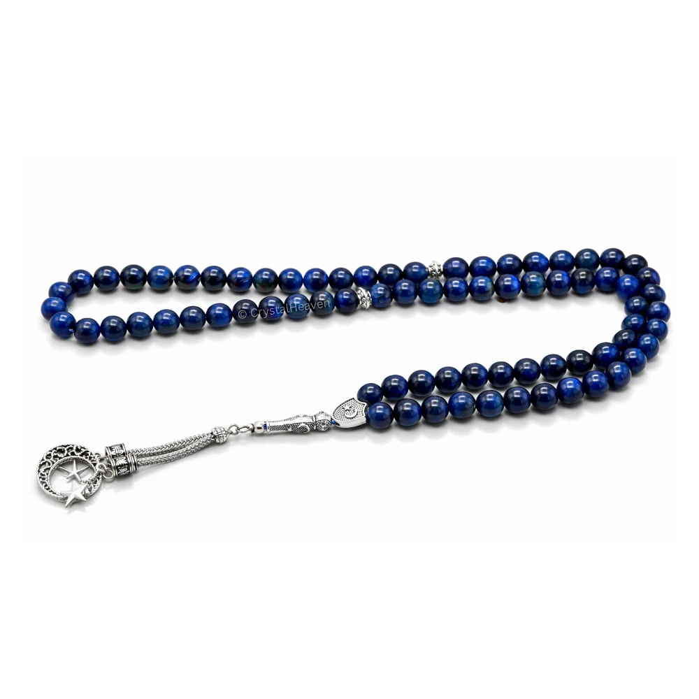 Blue Tiger Eye Crystal Tasbih (Silver)