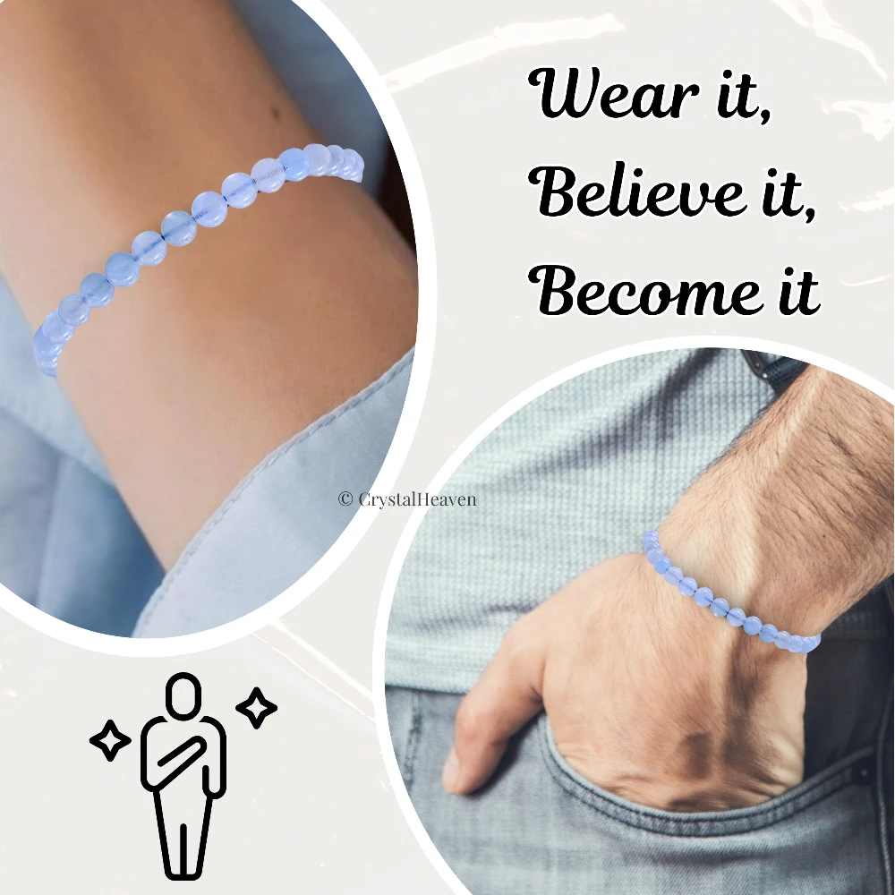 Aquamarine Healing Crystal Bracelets - 6mm Beads (Adjustable)