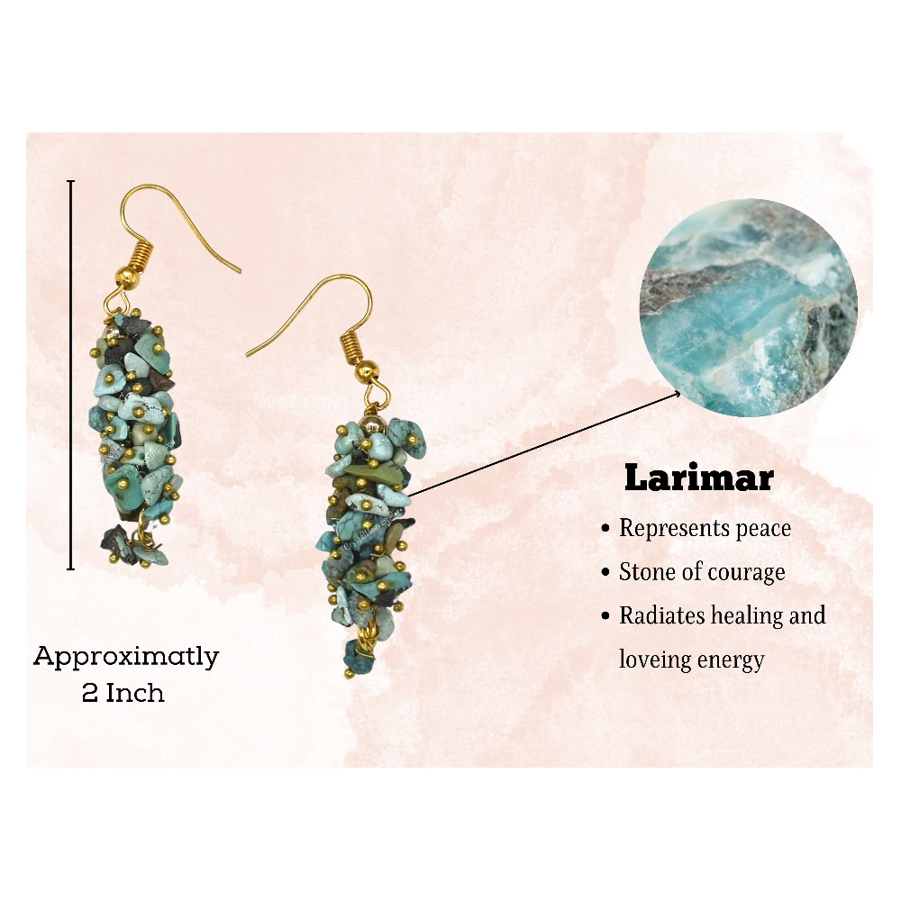 Larimar Crystal Earring (Gold)