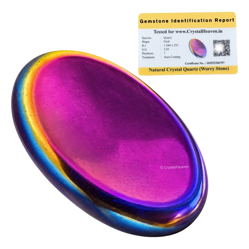 Titanium Aura Quartz Worry Stone