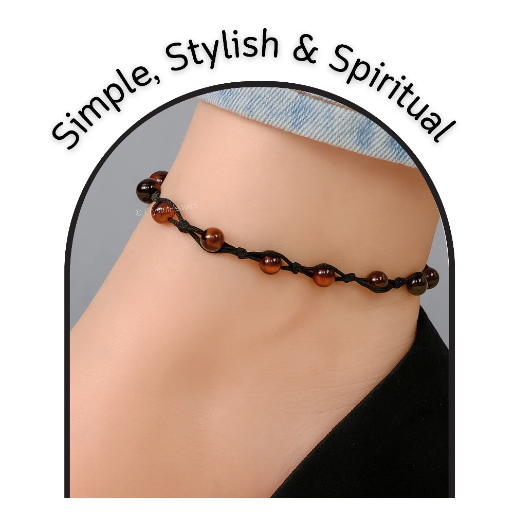 Red Tiger Eye Anklet (Hand Knotted)