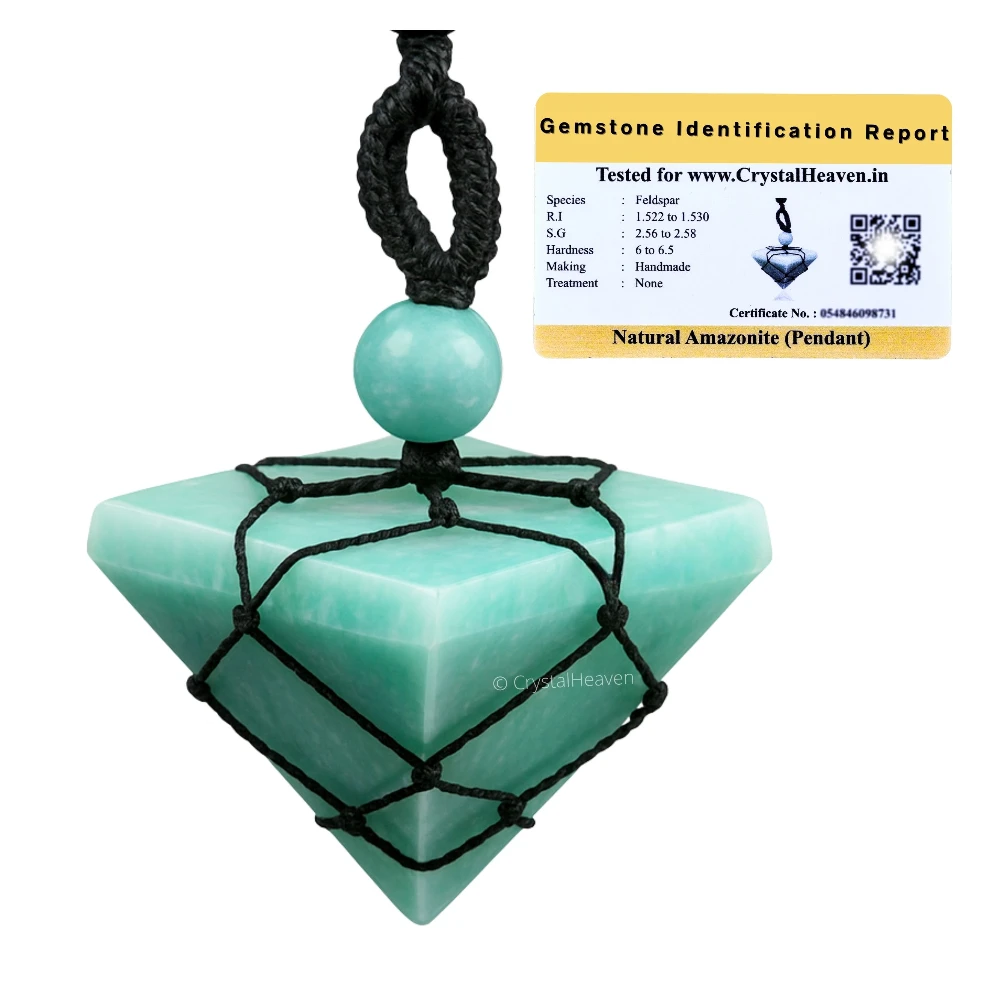 Amazonite Pyramid Macrame Pendant Necklace