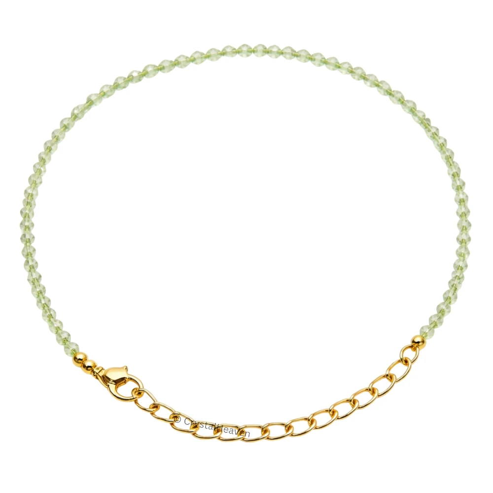 Prehnite Bracelets - 2mm Faceted Beads (Gold)