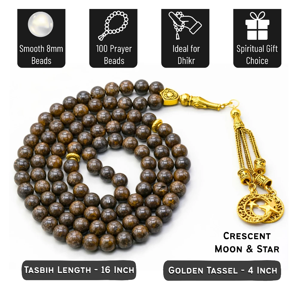 Bronzite Crystal Tasbih (Gold)