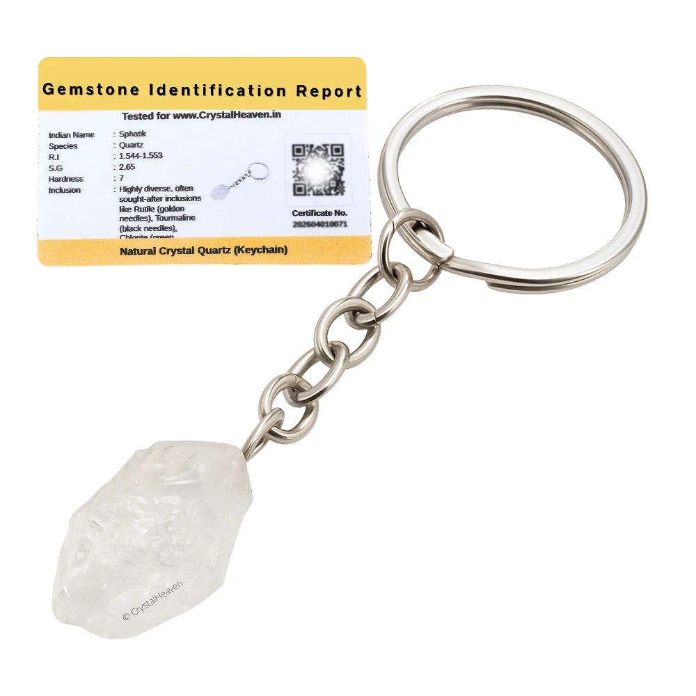 Clear Quartz Crystal Keychain (Premium Raw)