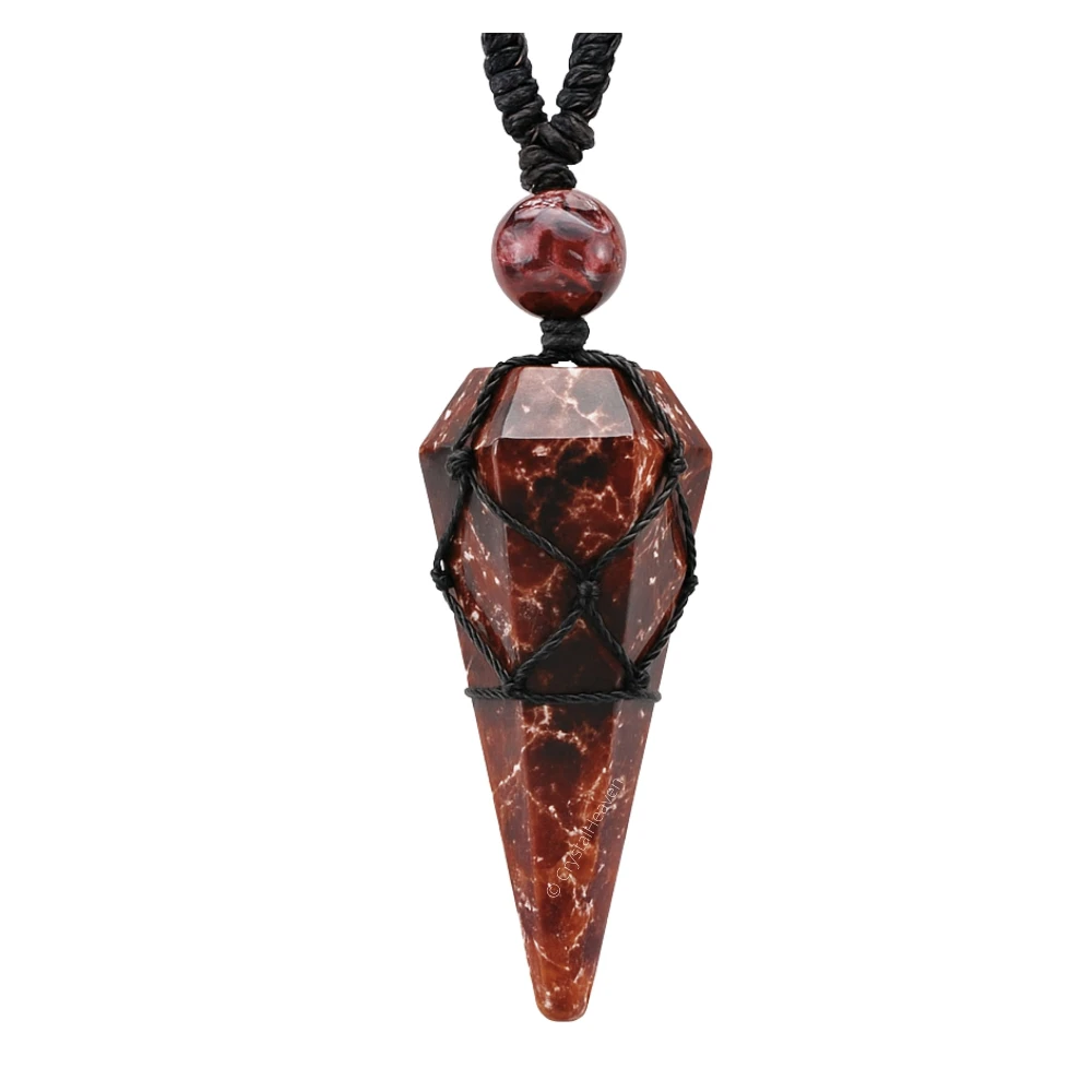 Garnet Pendulum Pendant Necklace (Macrame)