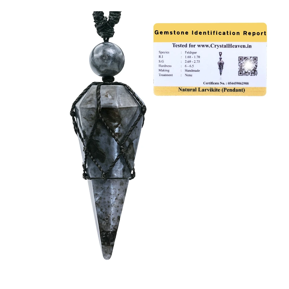 Larvikite Pendulum Pendant Necklace (Macrame)