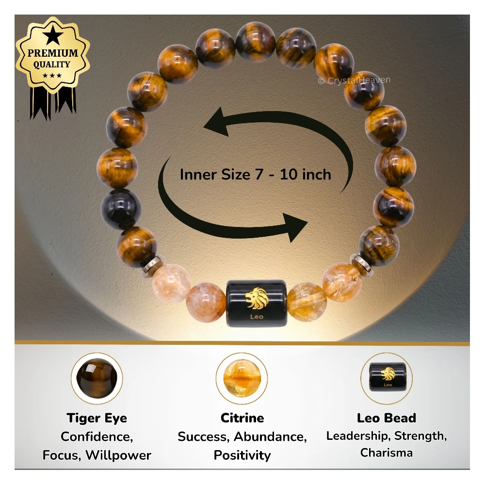 Leo Bracelet (सिंह राशि) - Tiger Eye & Citrine (Only Bracelet)