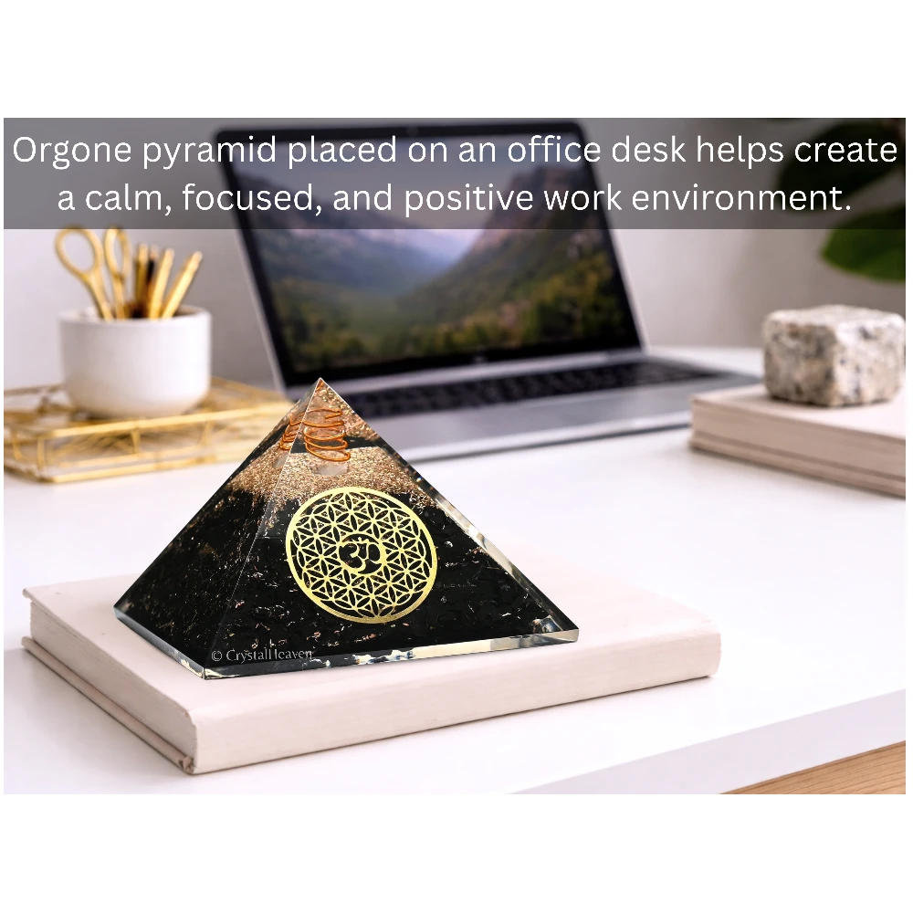 Shungite Orgone Pyramid (OM Flower Of Life)