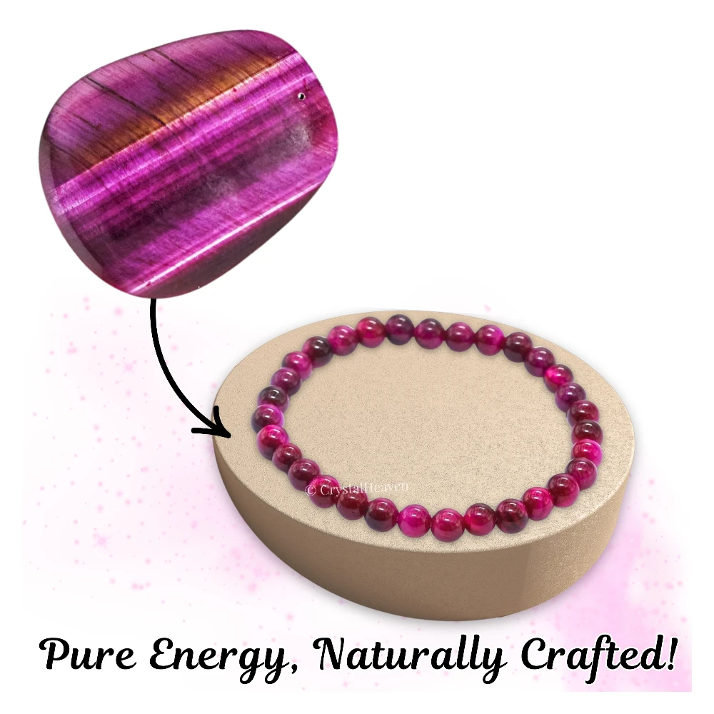 Pink Tiger Eye Healing Crystal Bracelets - 6mm Beads