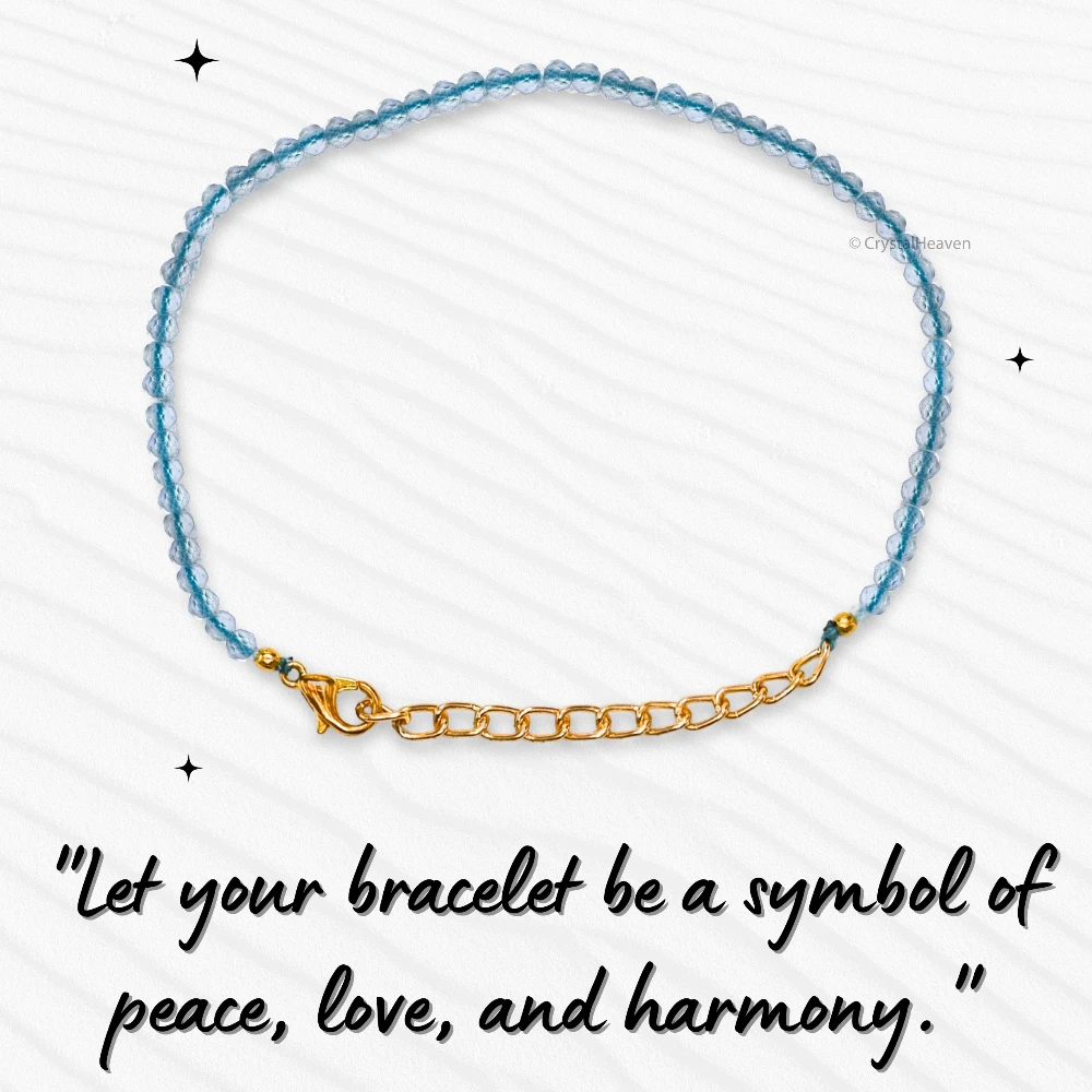 Aqua Chalcedony Bracelets - 2mm Faceted Beads (Gold)