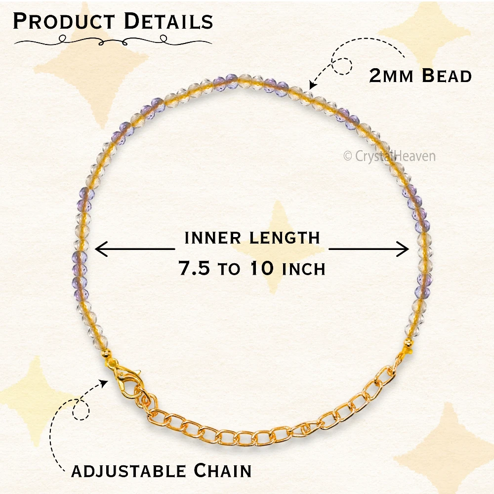 Yellow Fluorite Bracelets - 2mm Faceted Beads (Gold)