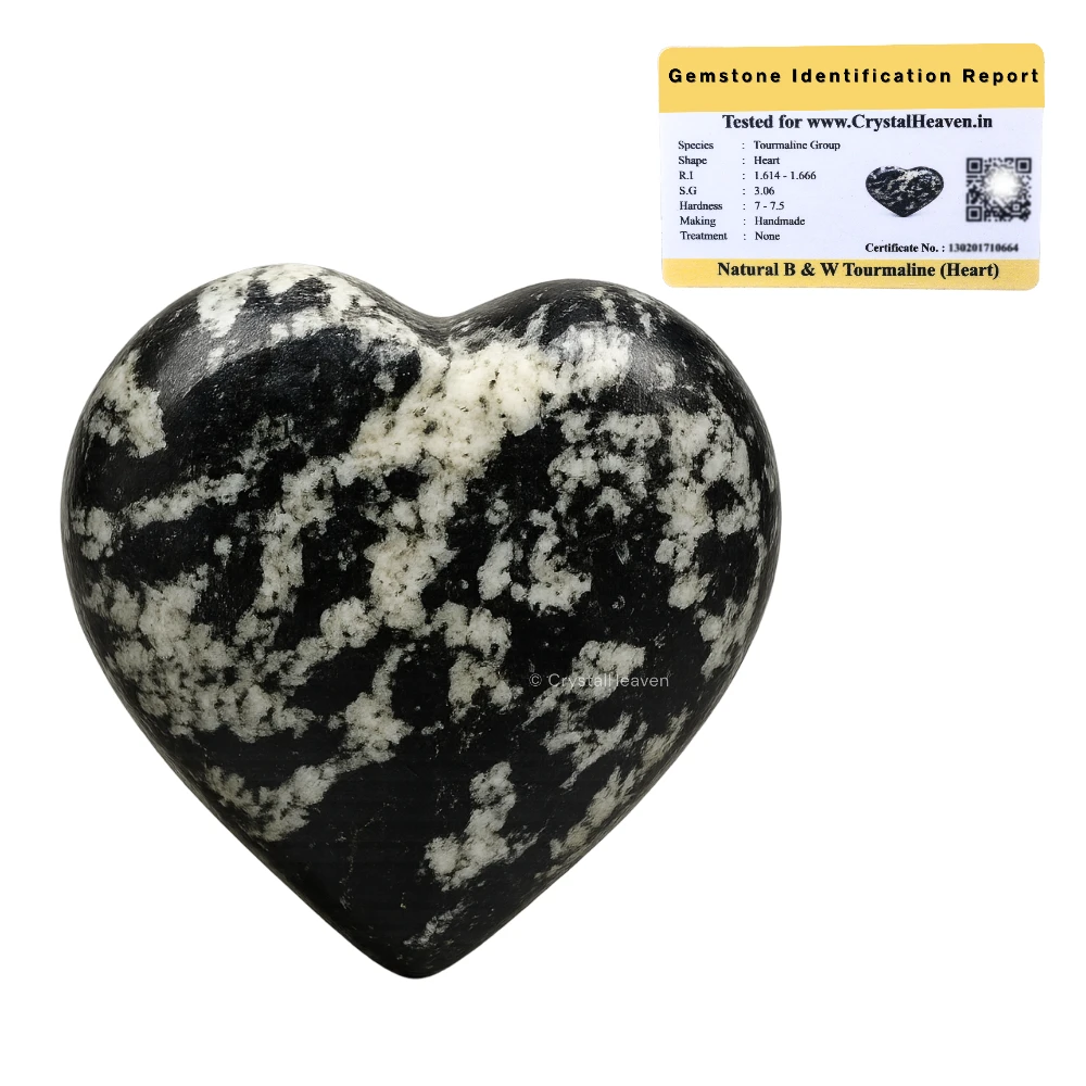 Black and White Tourmaline Heart