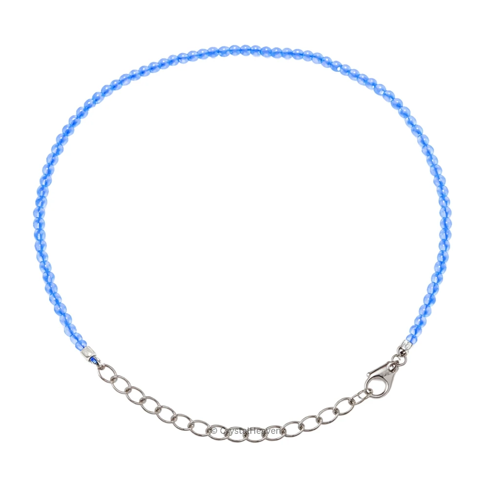 Blue Chalcedony Bracelets - 2mm Faceted Beads (Silver)