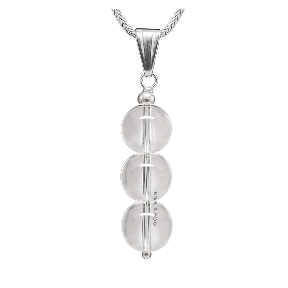 Clear Quartz Crystal Bead Necklace (Silver)