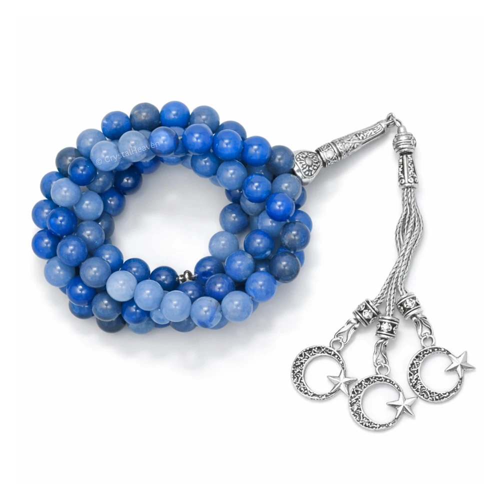 Blue Aventurine Crystal Tasbih (Silver)