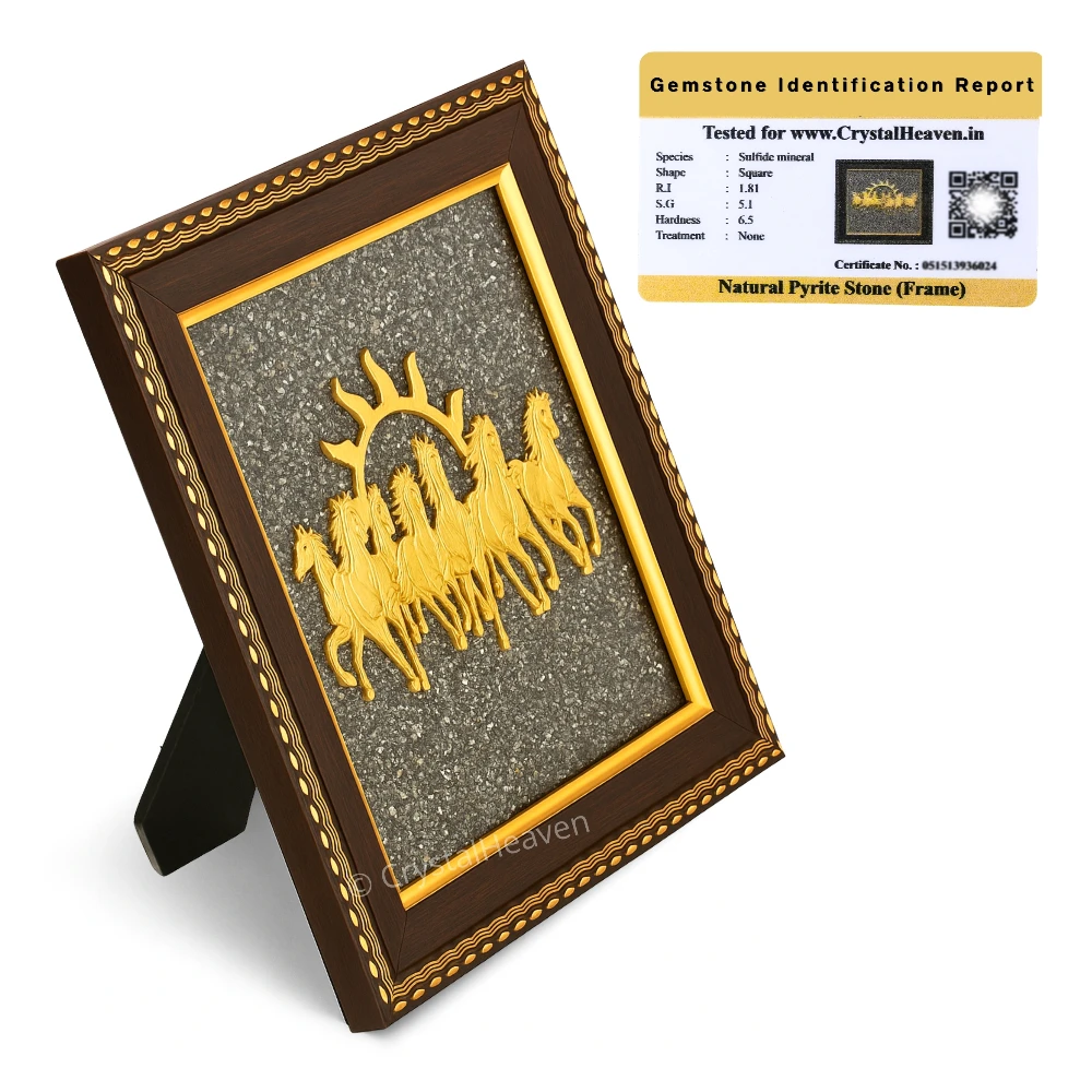 7 Horses with Sun on Natural Pyrite Frame – Vastu Decor