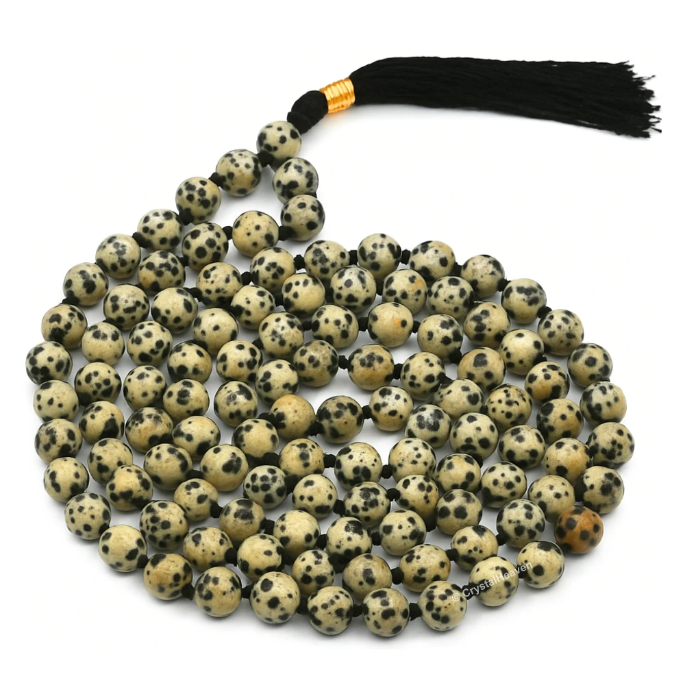 Dalmatian Jasper Japa Mala (Hand Knotted)