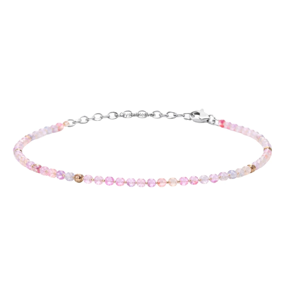 Morgonite Bracelets - 2mm Faceted Beads (Silver)