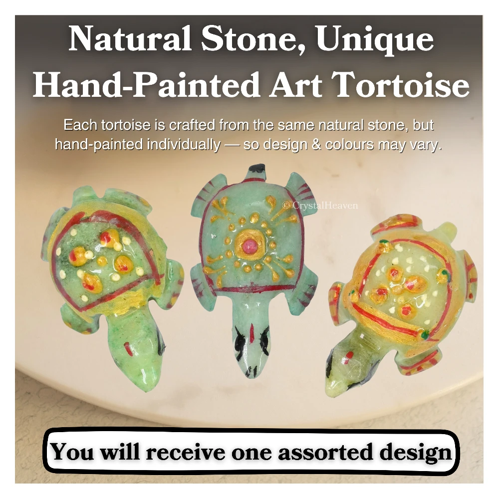 Green Aventurine Crystal Gemstone Hand Painted Tortoise (3-4 Inch)
