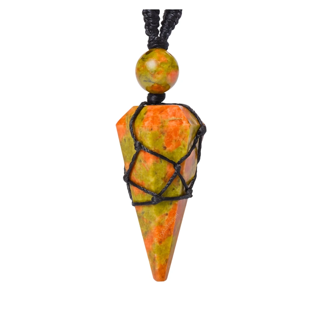 Unakite Pendulum Pendant Necklace (Macrame)