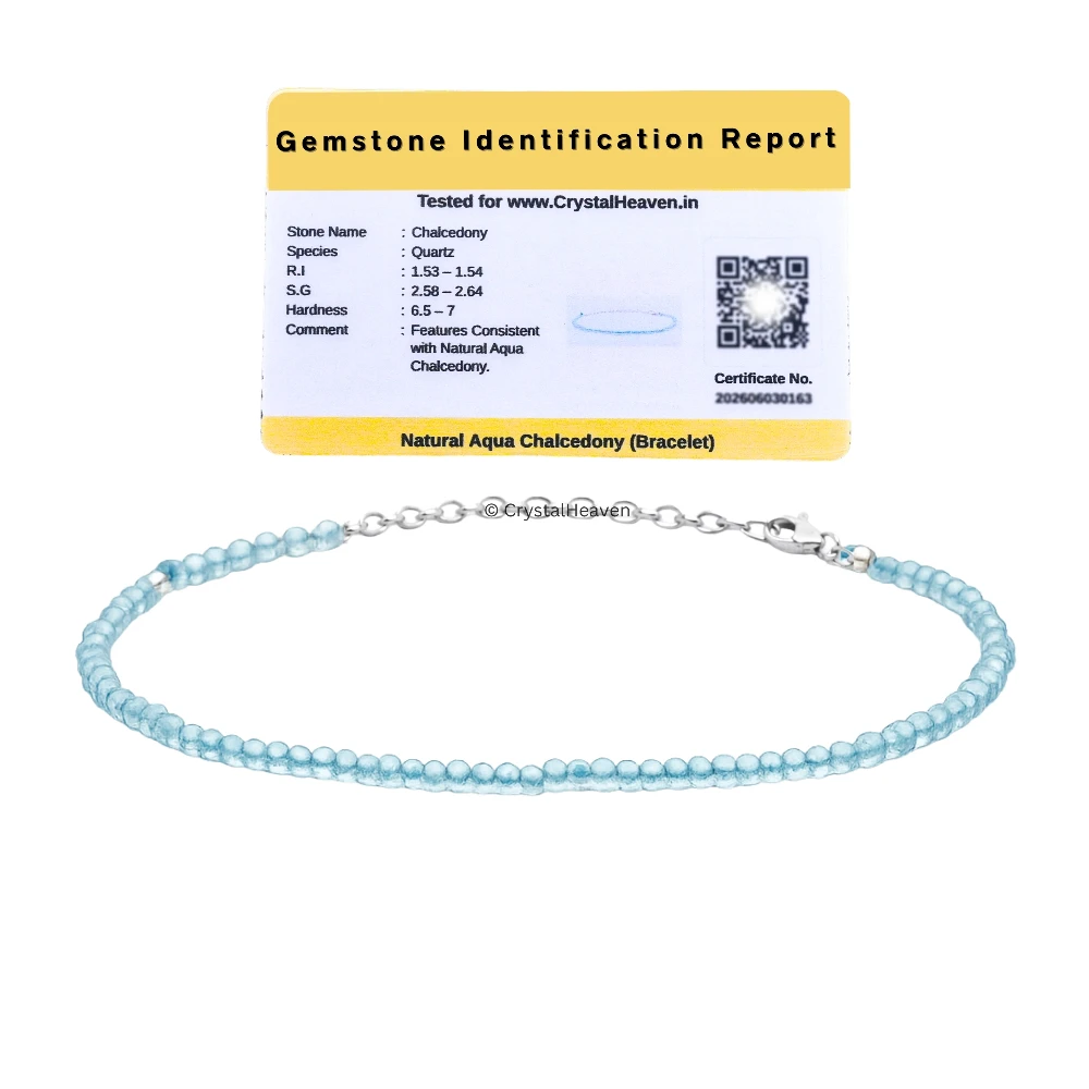 Aqua Chalcedony Bracelets - 2mm Faceted Beads (Silver)