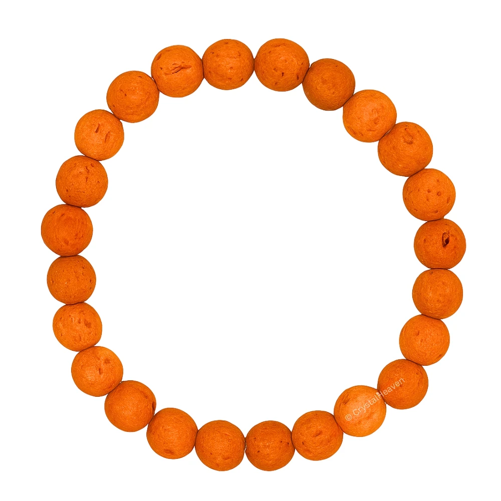 Orange Lava Stone Bracelet (Elastic)